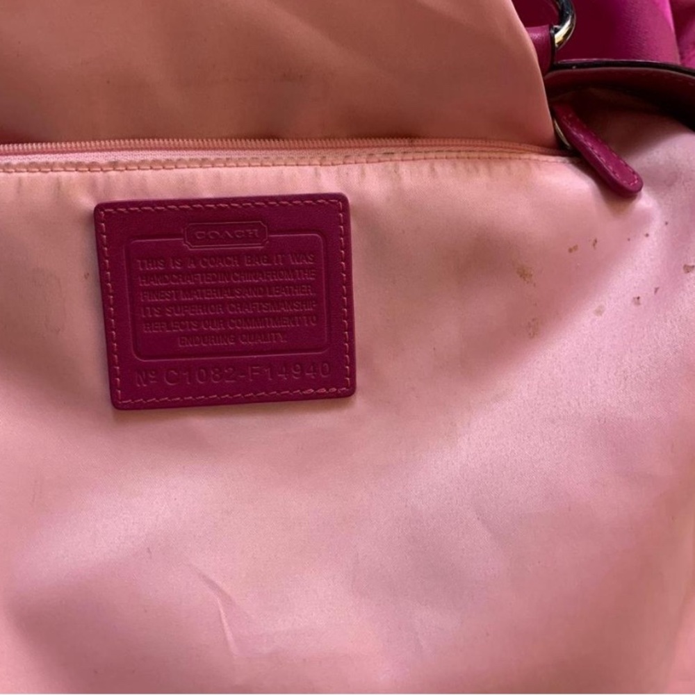 2010 Coach Carryall Signature Laura Kiss F14940 pink Canvas Tote Handbag Purse - Picture 7 of 11
